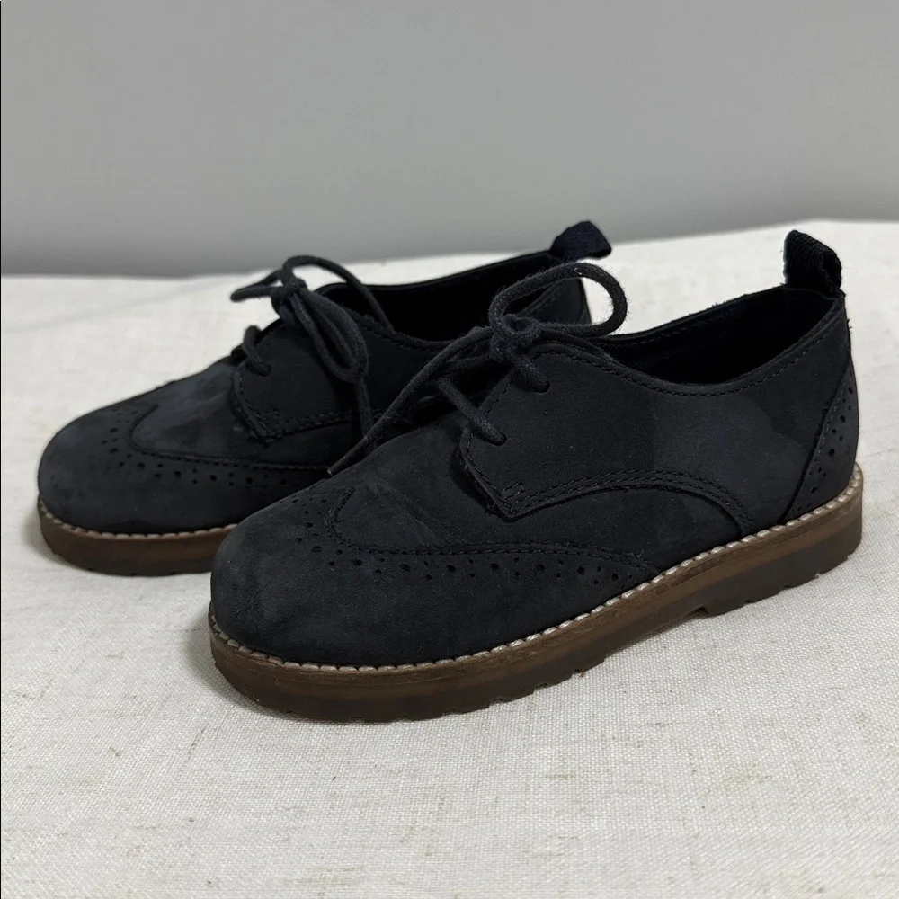 Zara Kids navy blue suede brogue Oxford shoes size 24